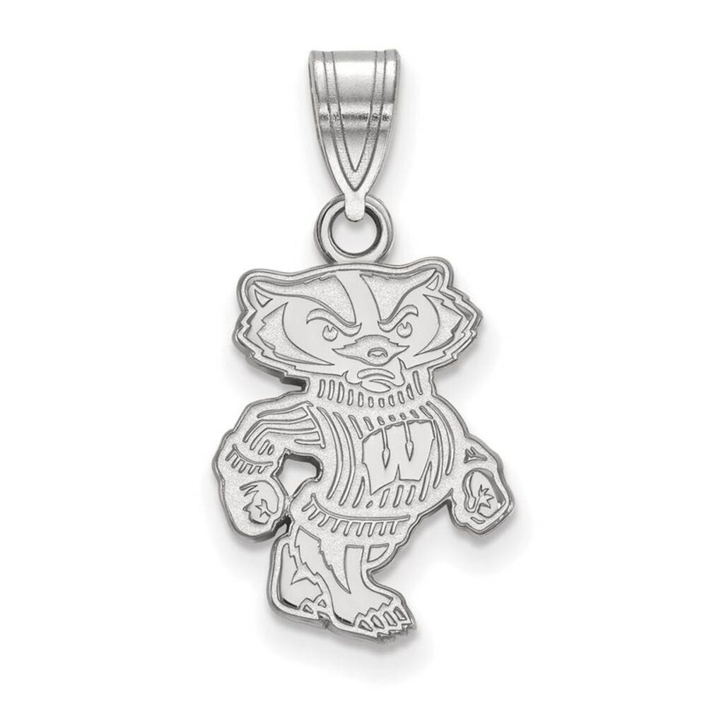 14k White Gold U. of Wisconsin Medium Badgers Pendant